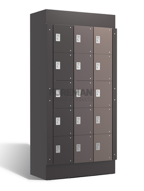 Five compartment locker with concealed profile